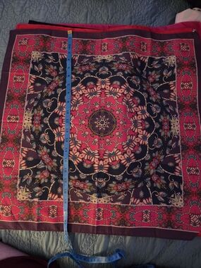 Vibrant Floral Medallion Silk Scarf - Pink & Navy